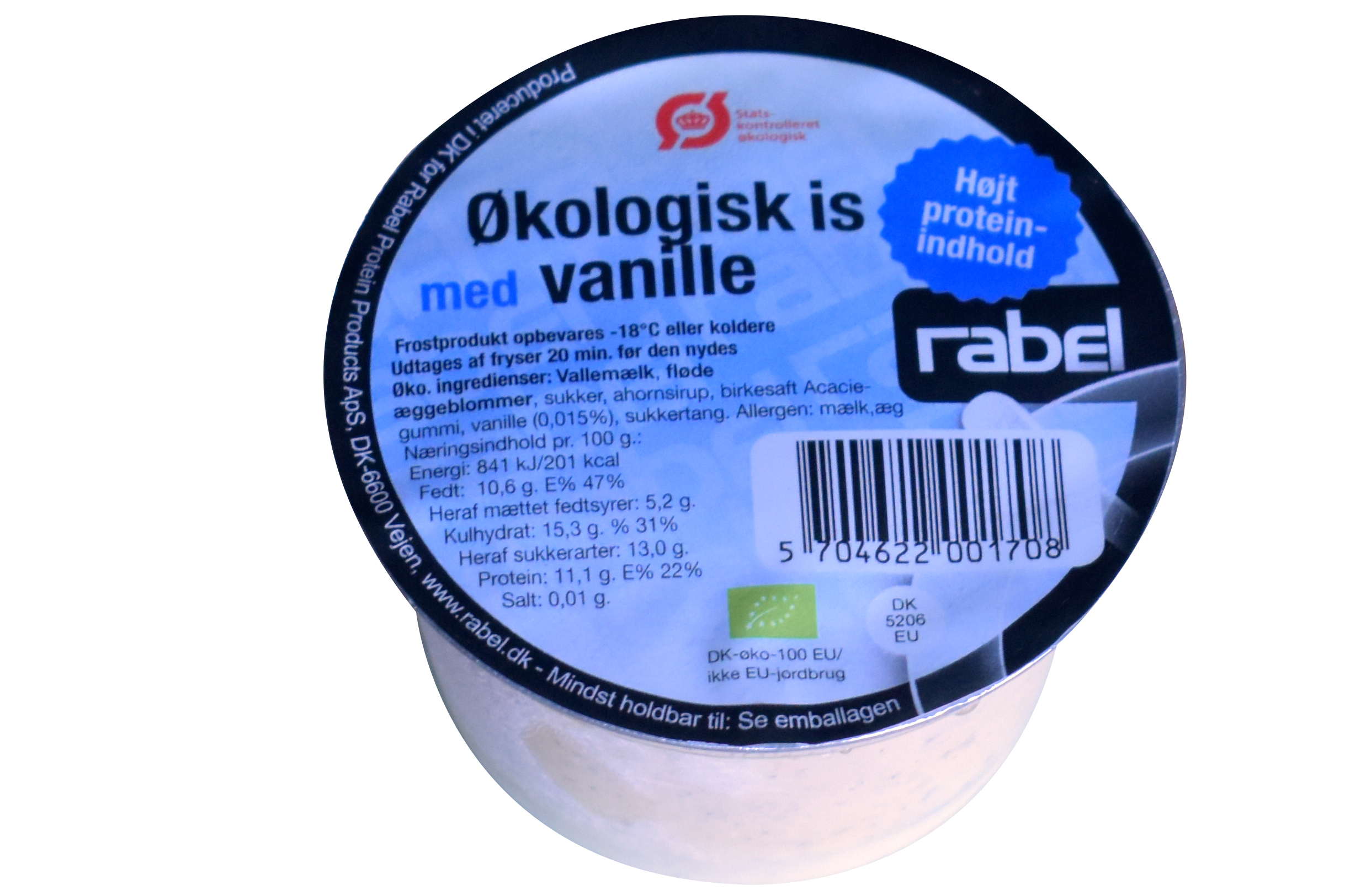 Ã˜kologisk protein-is, vanille. 75 g.